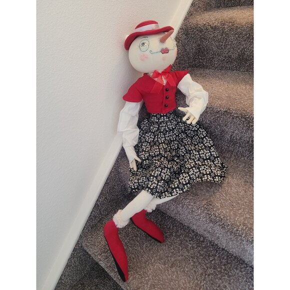 Joe Spencer Maddie Snowlady Fabric Doll Hand Painted Face 34.5" Halloween Decor - Picture 12 of 12